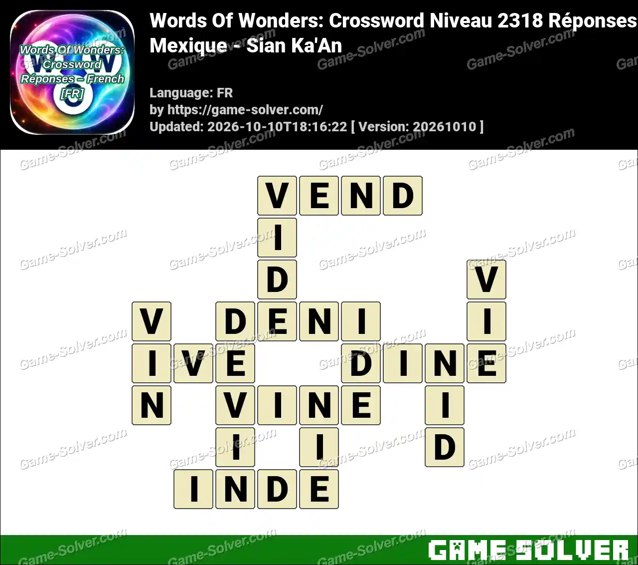 Words Of Wonders: Crossword Niveau 2318 Réponses – Mexique – Sian Ka’An
